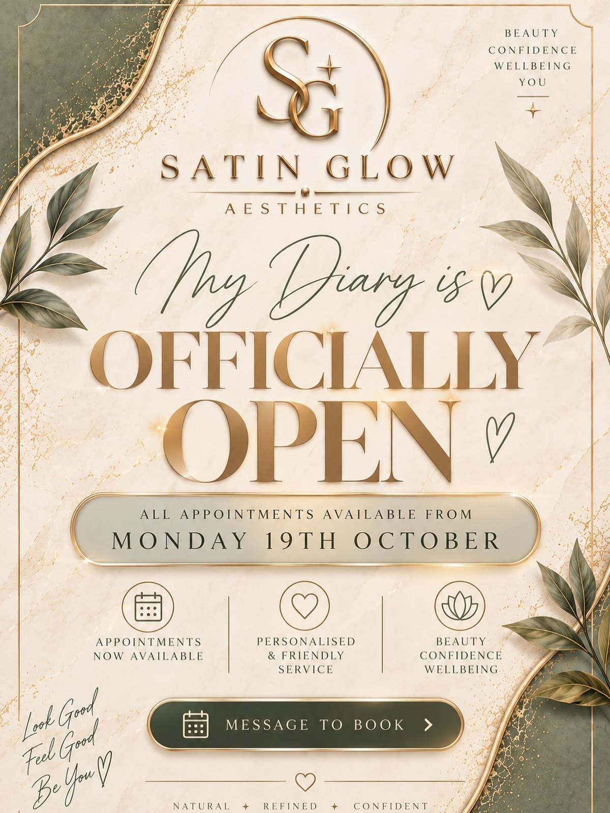 Satin Glow Aesthetics — appointments open from Monday 19 October