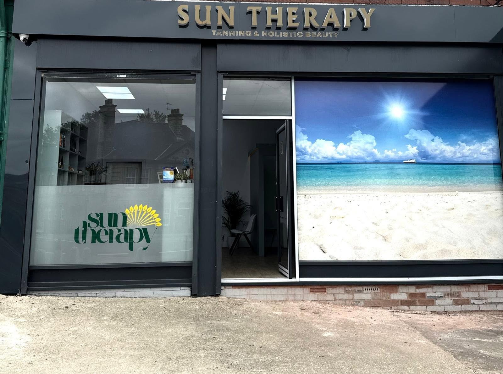 Sun Therapy tanning salon shopfront on Harrogate Road, Chapel Allerton
